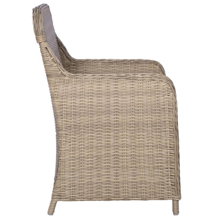 havestole med hynder 2 stk. polyrattan brun