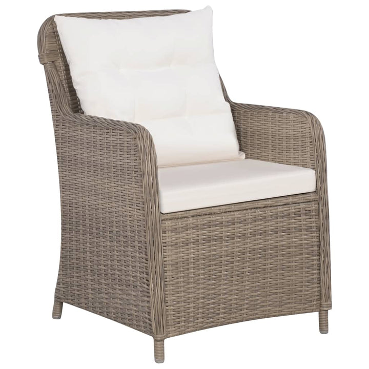 havestole med hynder 2 stk. polyrattan brun