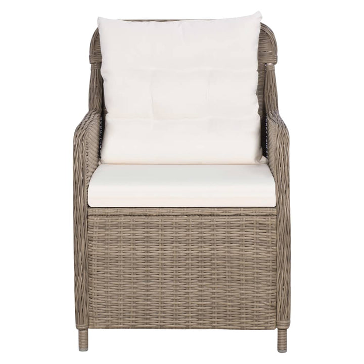 havestole med hynder 2 stk. polyrattan brun