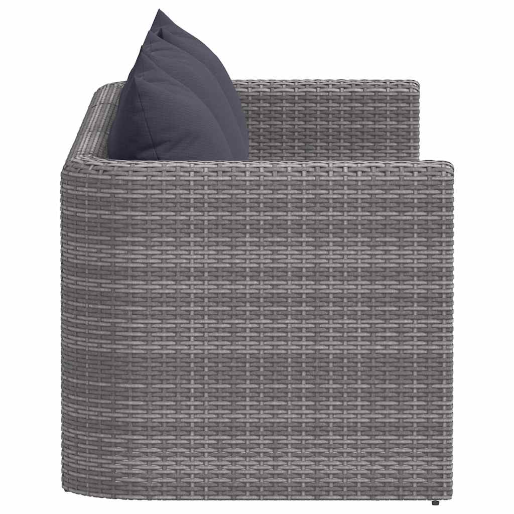 havesofasæt i 3 dele med hynder polyrattan grå
