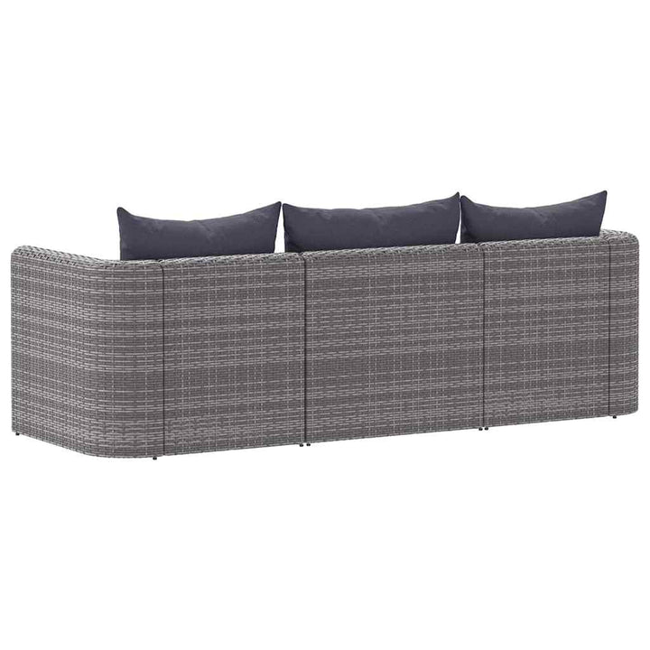 havesofasæt i 3 dele med hynder polyrattan grå