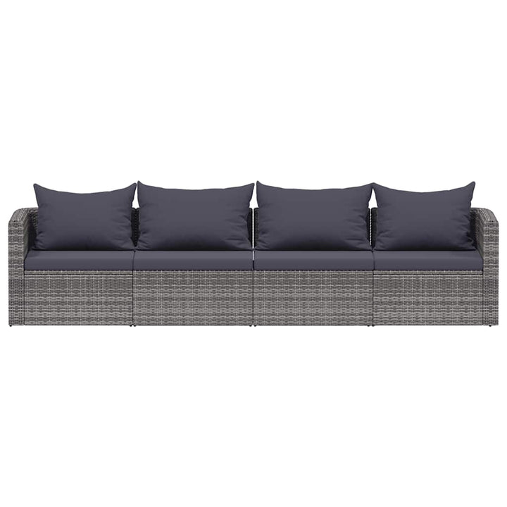havesofasæt i 4 dele med hynder polyrattan grå