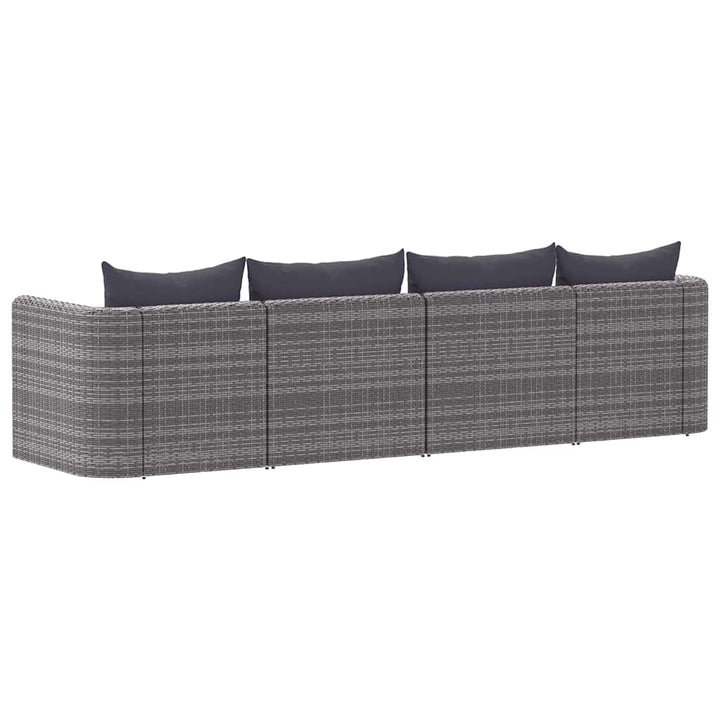 havesofasæt i 4 dele med hynder polyrattan grå