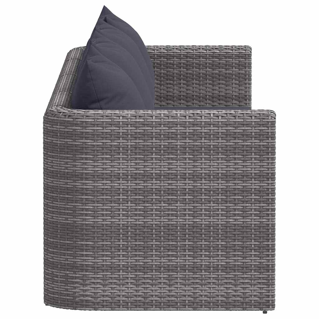 havesofasæt i 4 dele med hynder polyrattan grå
