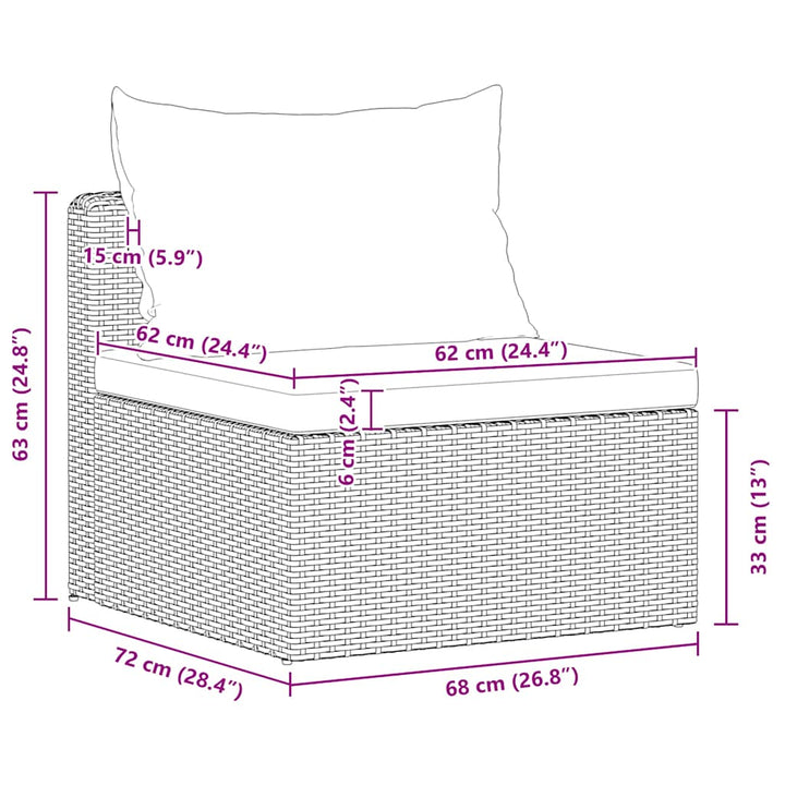 havesofasæt i 4 dele med hynder polyrattan grå