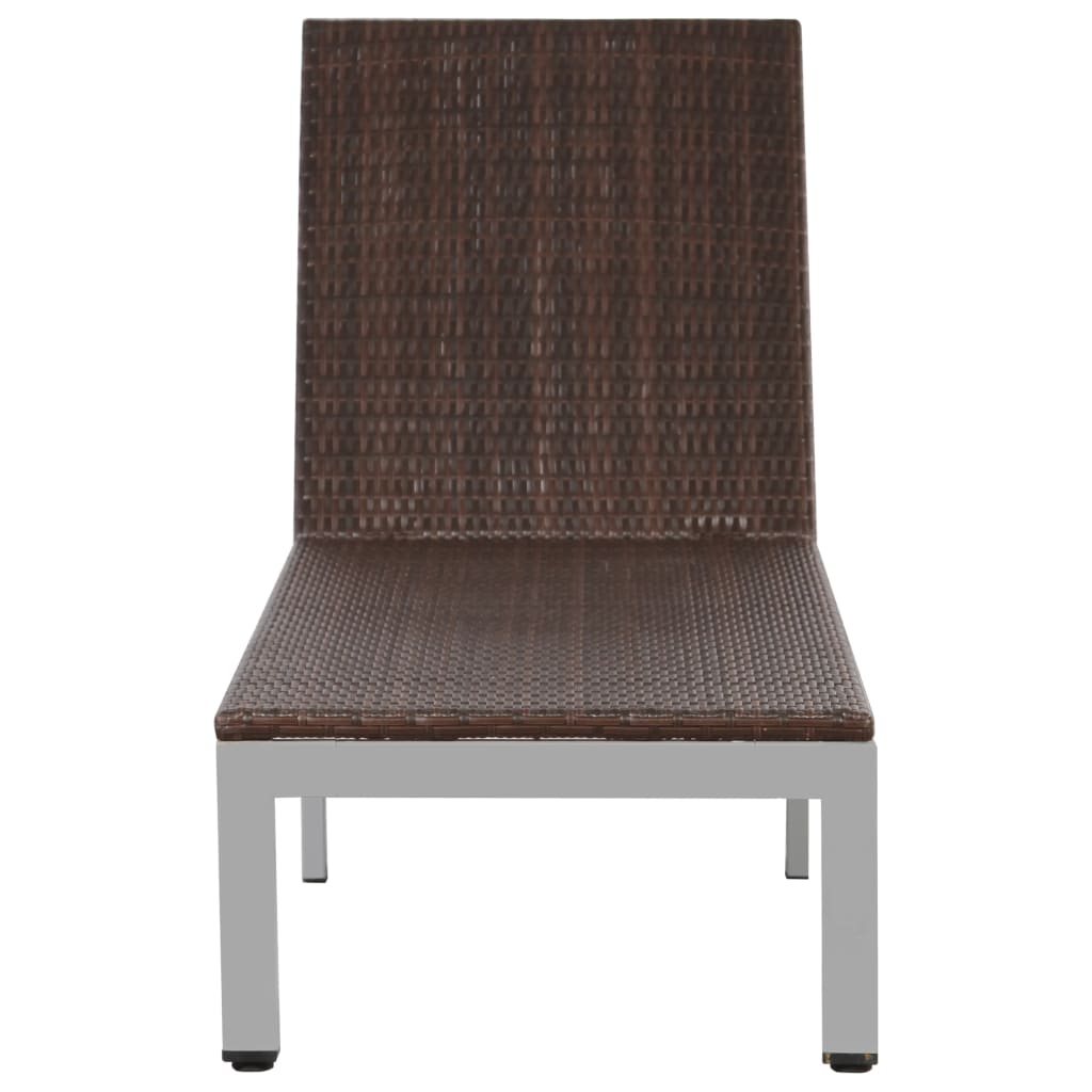 liggestol med hjul polyrattan brun