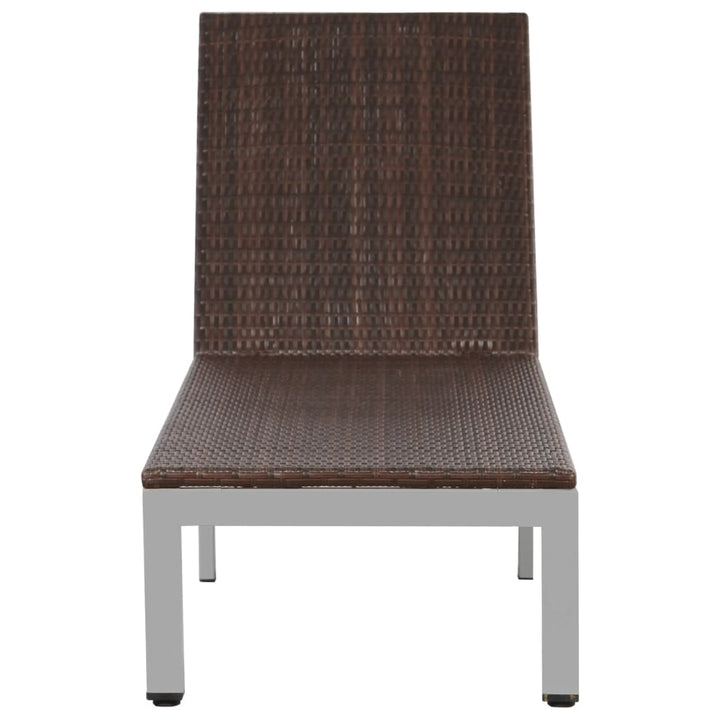 liggestol med hjul polyrattan brun