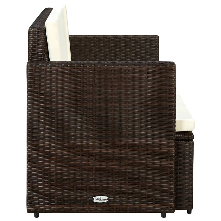 2-personers havesofa med hynder brun polyrattan