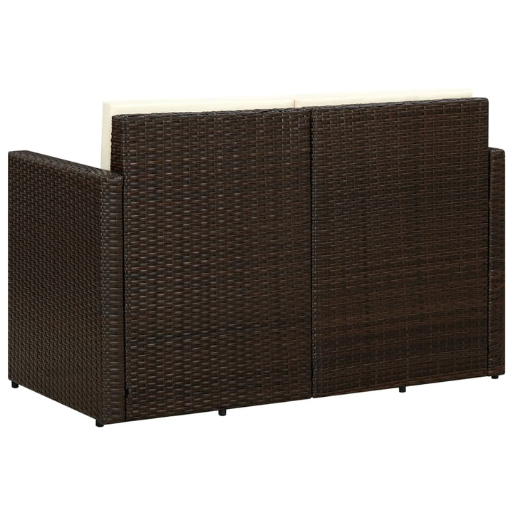 2-personers havesofa med hynder brun polyrattan