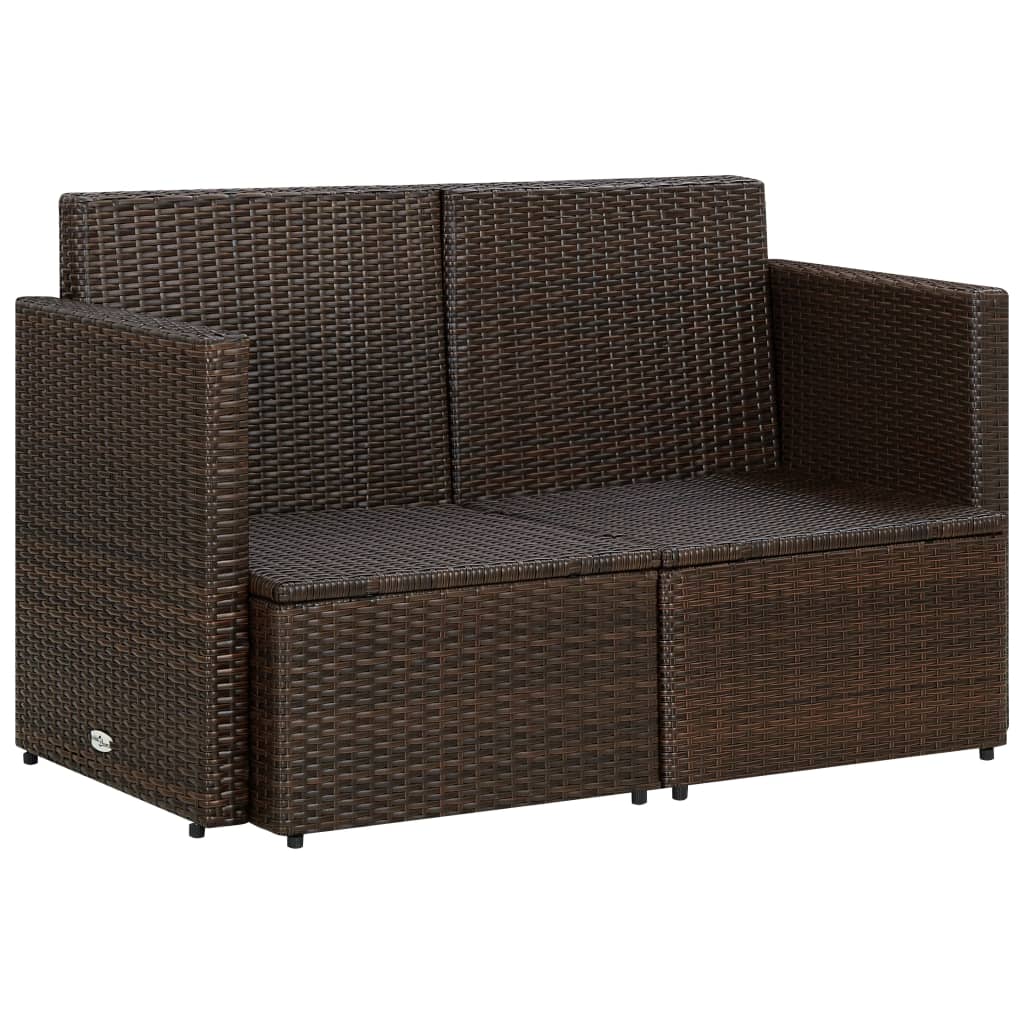 2-personers havesofa med hynder brun polyrattan