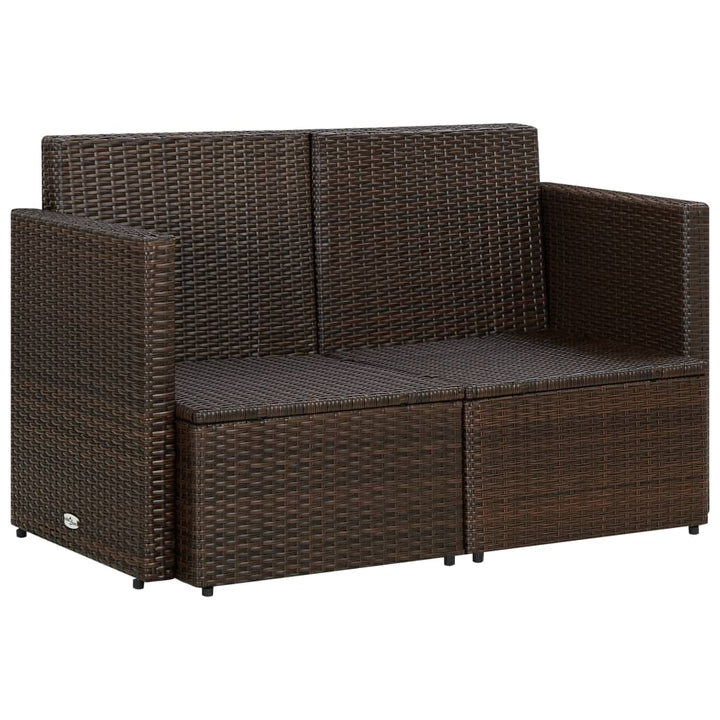 2-personers havesofa med hynder brun polyrattan