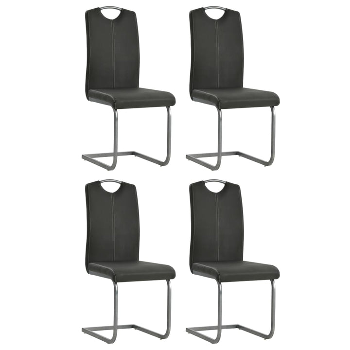 spisebordsstole med cantilever 4 stk. kunstlæder grå