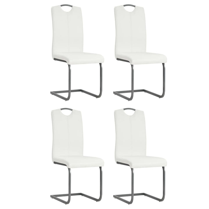 spisebordsstole med cantilever 4 stk. stof hvid