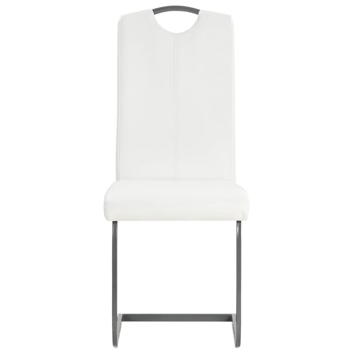 spisebordsstole med cantilever 4 stk. stof hvid