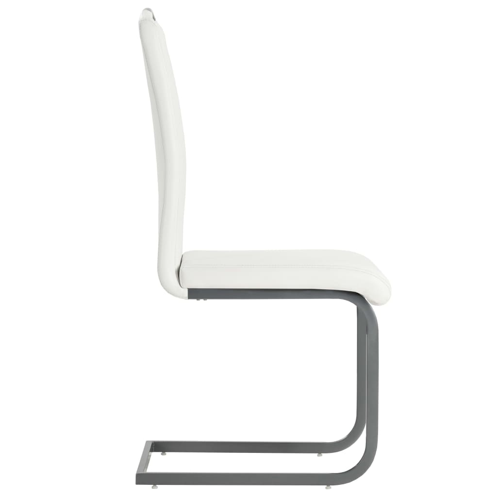 spisebordsstole med cantilever 4 stk. stof hvid