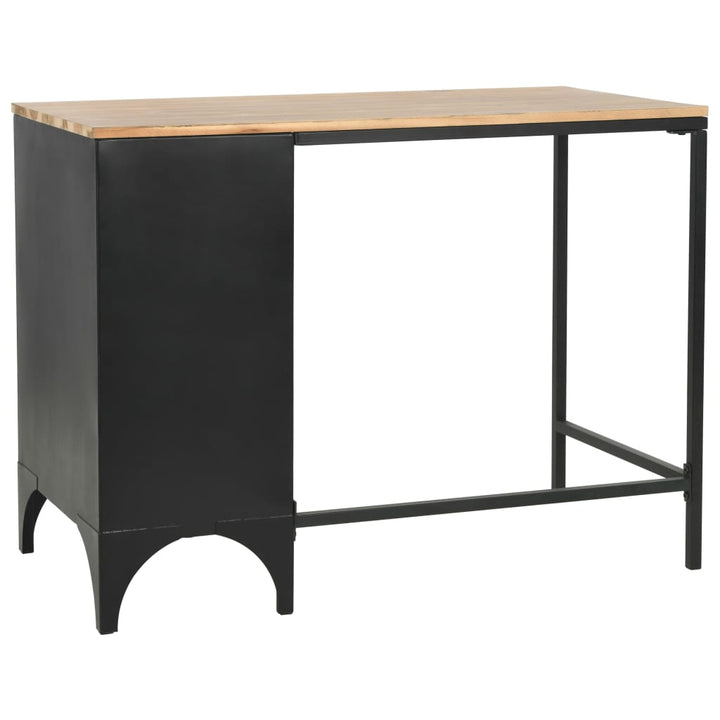 enkelt piedestal-skrivebord massivt grantræ og stål 100 x 50 x 76 cm