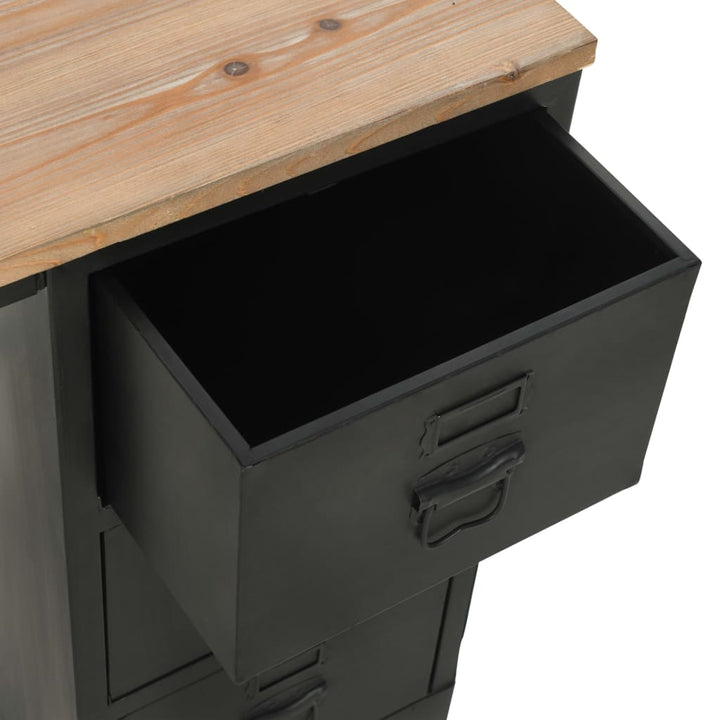 enkelt piedestal-skrivebord massivt grantræ og stål 100 x 50 x 76 cm