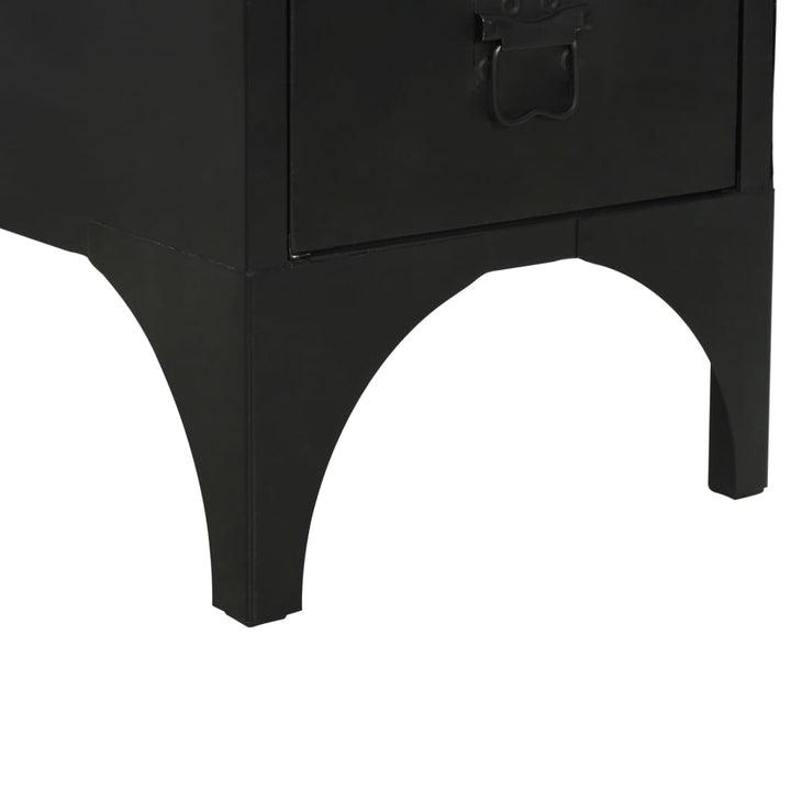 enkelt piedestal-skrivebord massivt grantræ og stål 100 x 50 x 76 cm