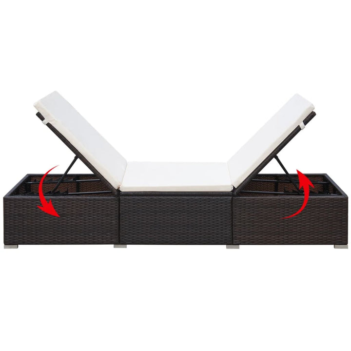 liggestol med hynde polyrattan brun