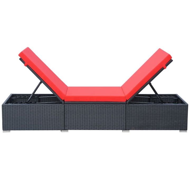 liggestol med hynde polyrattan sort