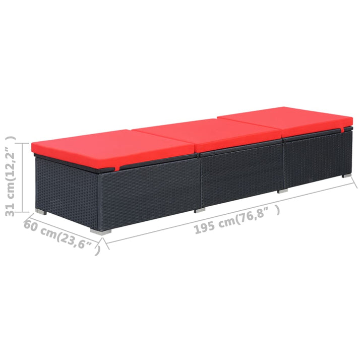 liggestol med hynde polyrattan sort