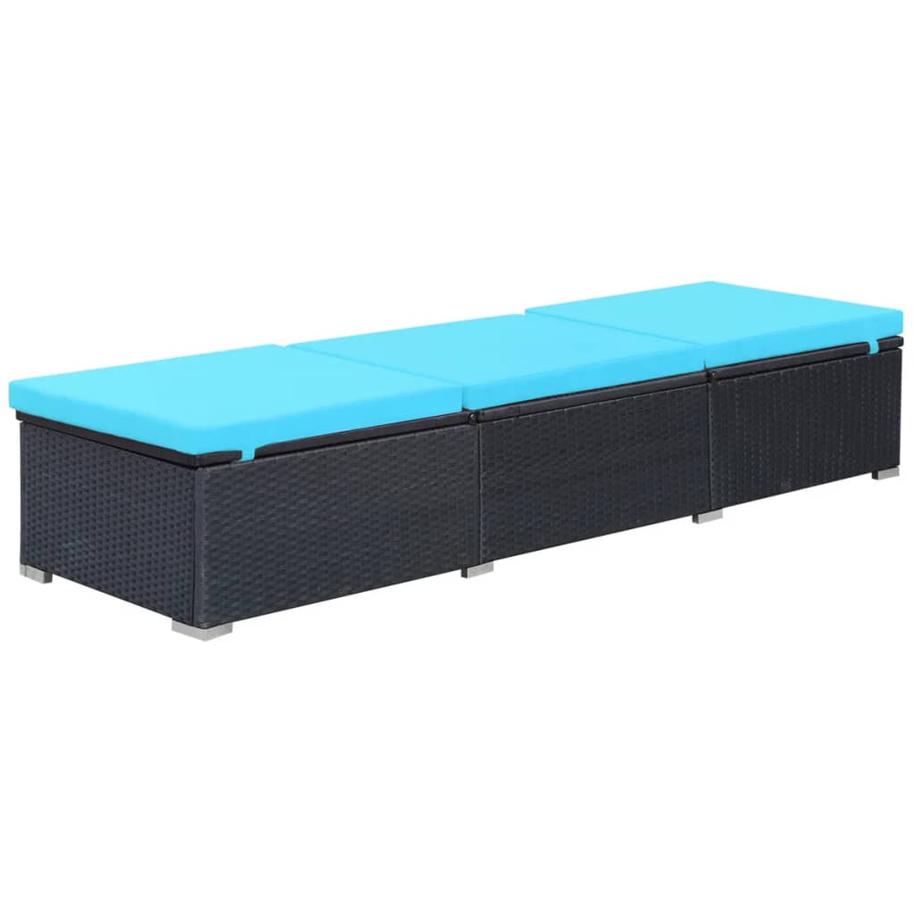 liggestol med hynde polyrattan sort