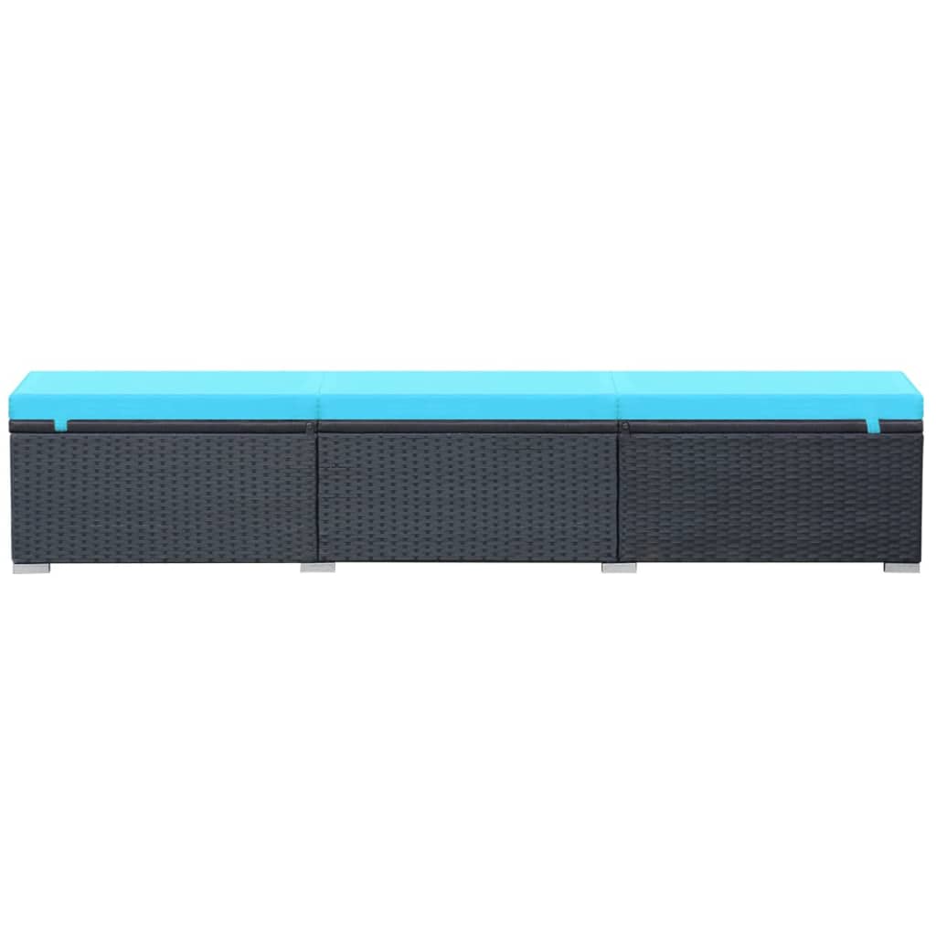 liggestol med hynde polyrattan sort