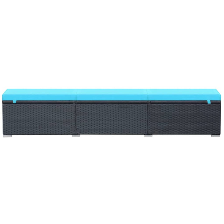 liggestol med hynde polyrattan sort
