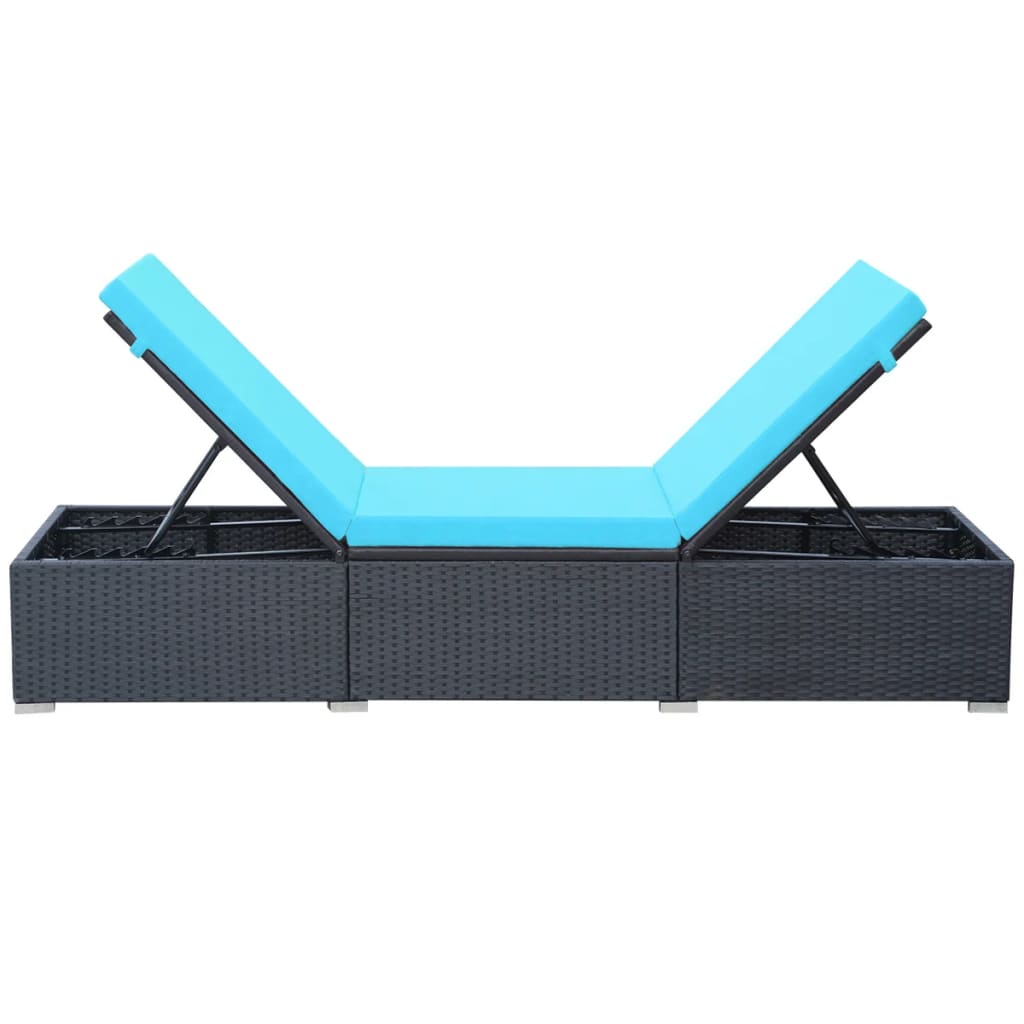 liggestol med hynde polyrattan sort