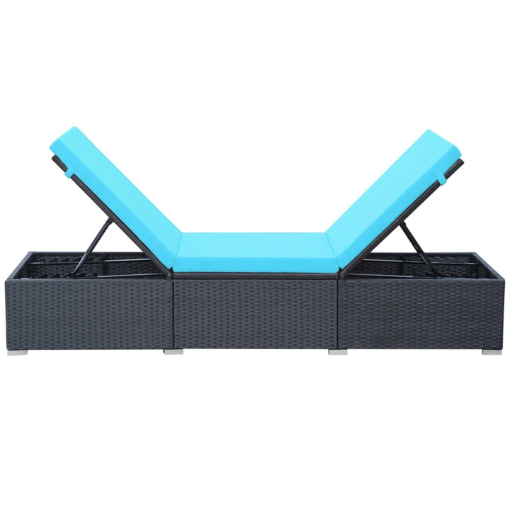 liggestol med hynde polyrattan sort
