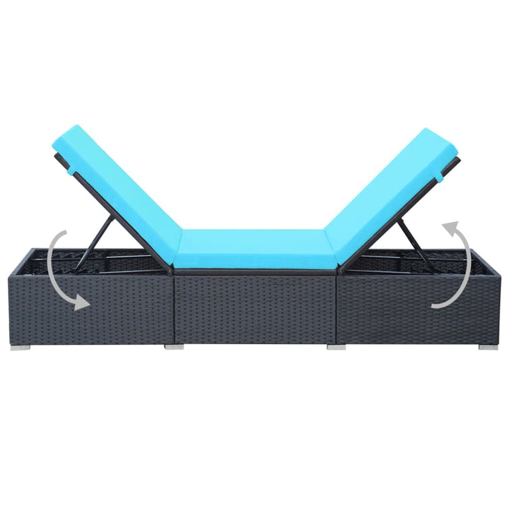 liggestol med hynde polyrattan sort