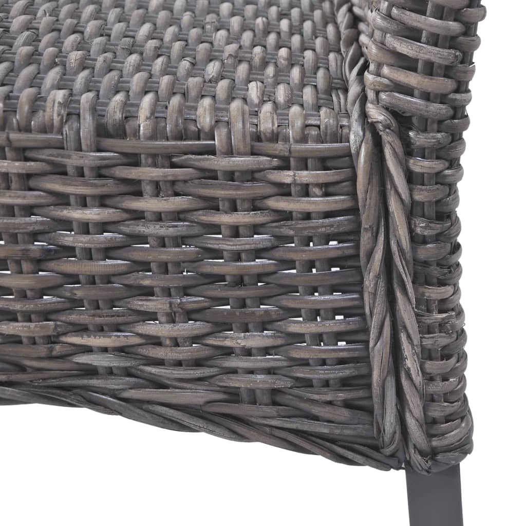 spisebordsstole 2 stk. kubu-rattan og mahognitræ brun