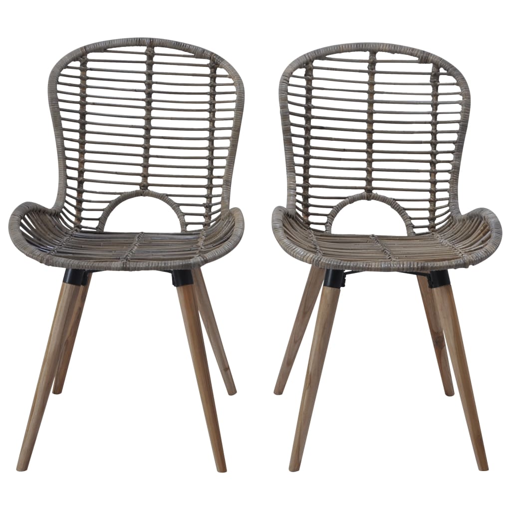 spisebordsstole 2 stk. naturligt rattan brun