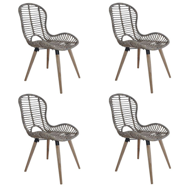spisebordsstole 4 stk. naturlig rattan brun