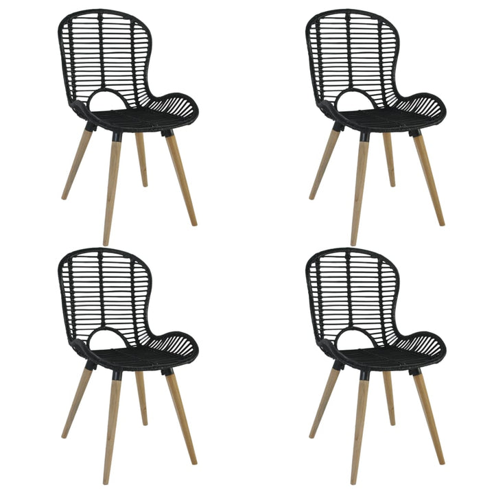 spisebordsstole 4 stk. naturligt rattan sort