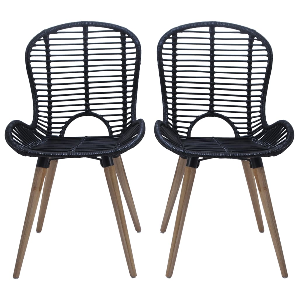 spisebordsstole 4 stk. naturligt rattan sort