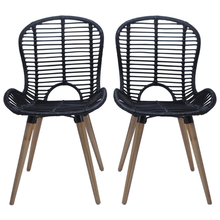 spisebordsstole 4 stk. naturligt rattan sort