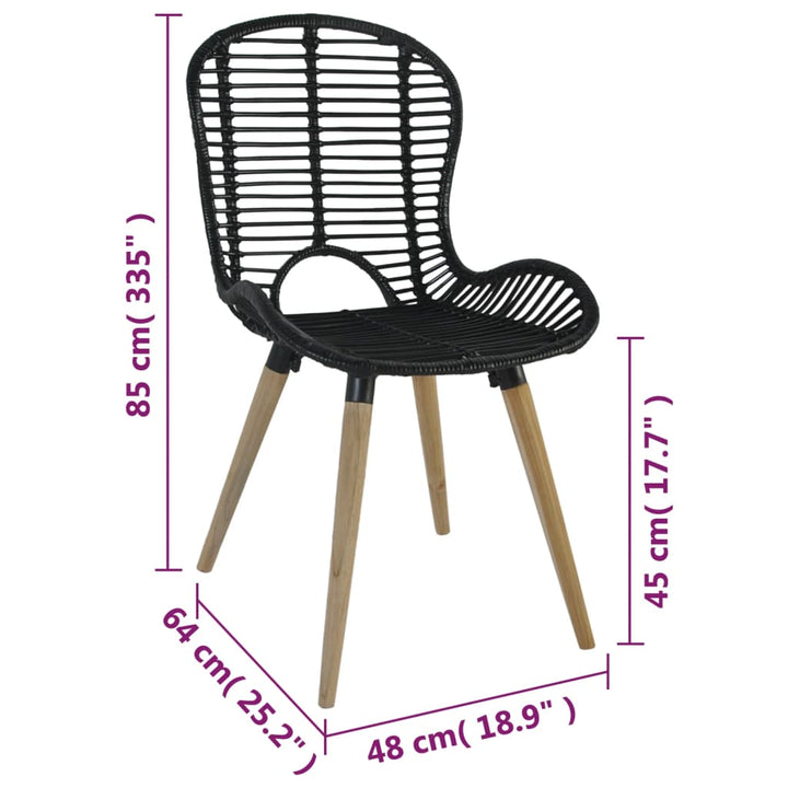 spisebordsstole 4 stk. naturligt rattan sort