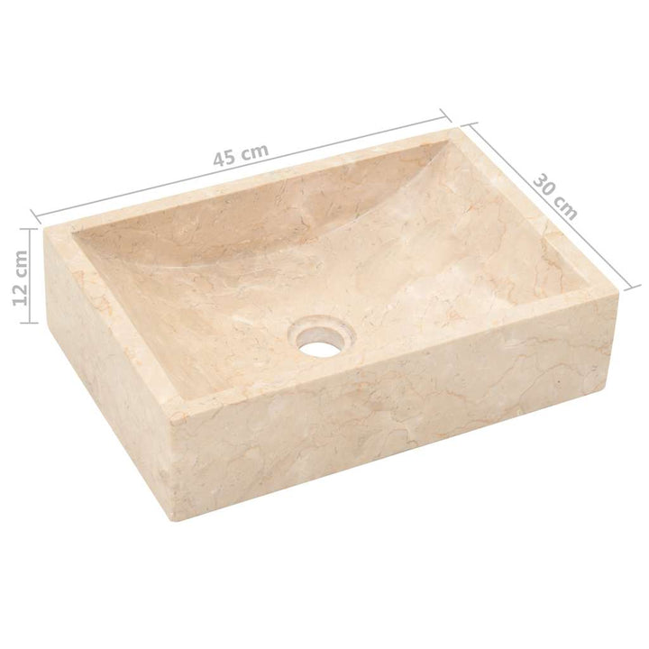 håndvask 45x30x12 cm marmor cremefarvet højglans