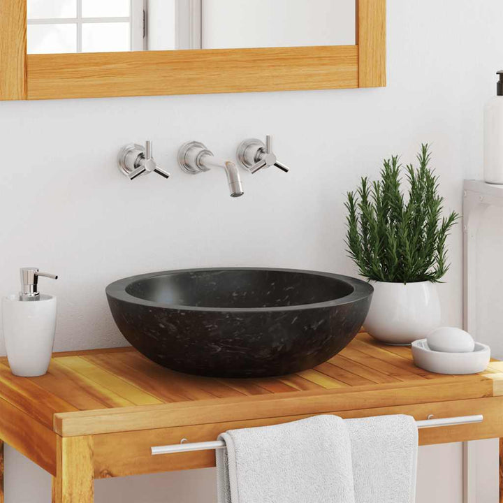 håndvask 40 x 12 cm marmor sort
