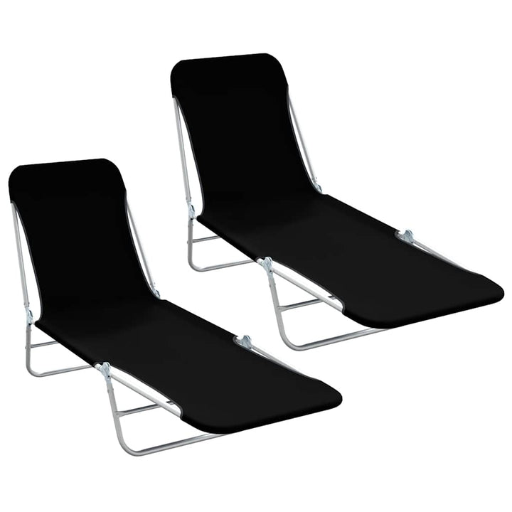foldbare liggestole 2 stk. stål og stof sort