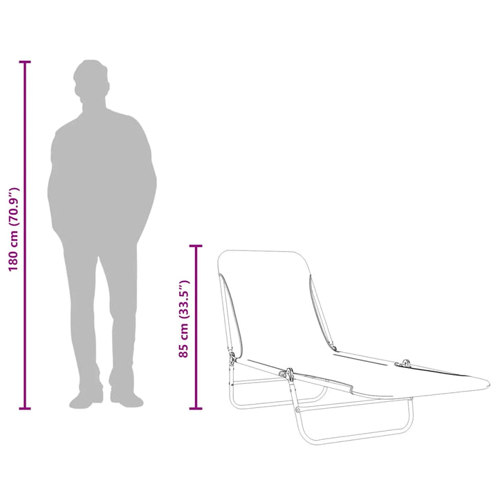 foldbare liggestole 2 stk. stål og stof sort