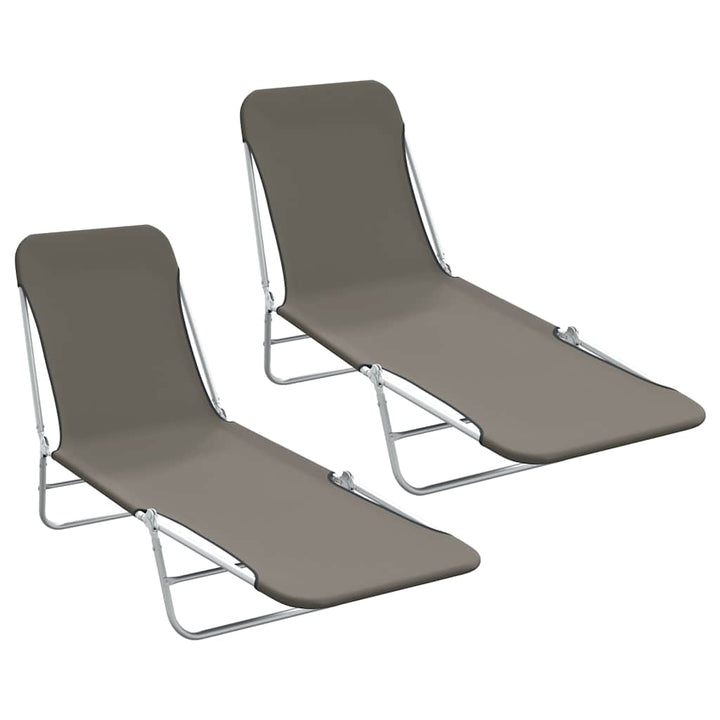 foldbare liggestole 2 stk. stål og stof grå