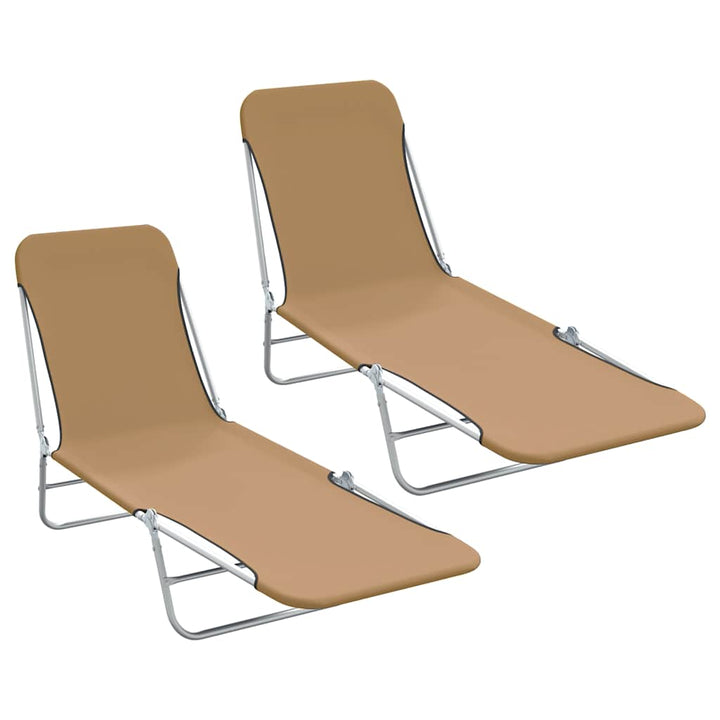 foldbare liggestole 2 stk. stål og stof gråbrun