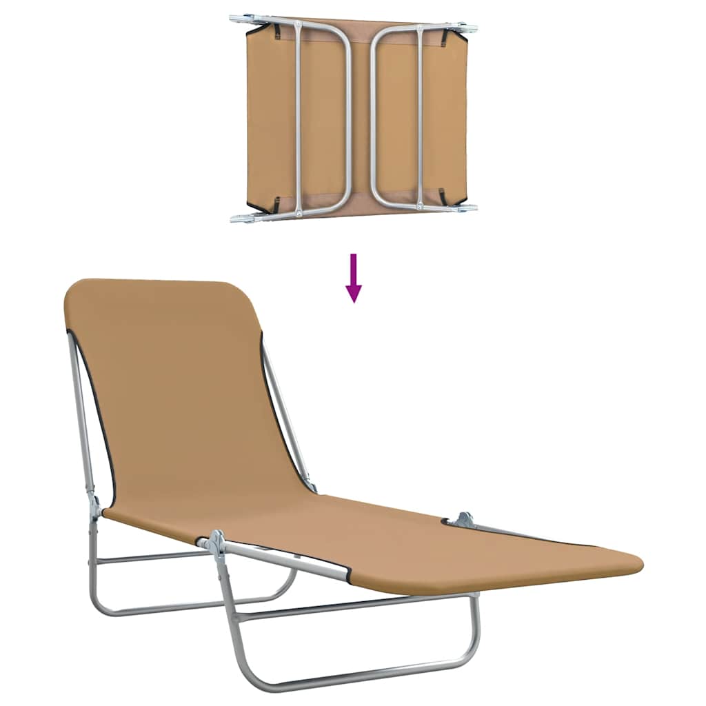 foldbare liggestole 2 stk. stål og stof gråbrun