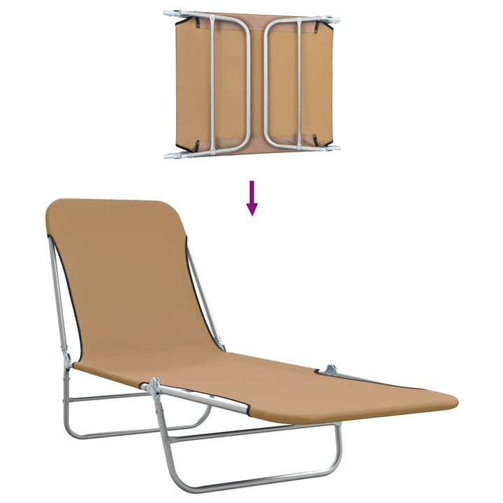 foldbare liggestole 2 stk. stål og stof gråbrun