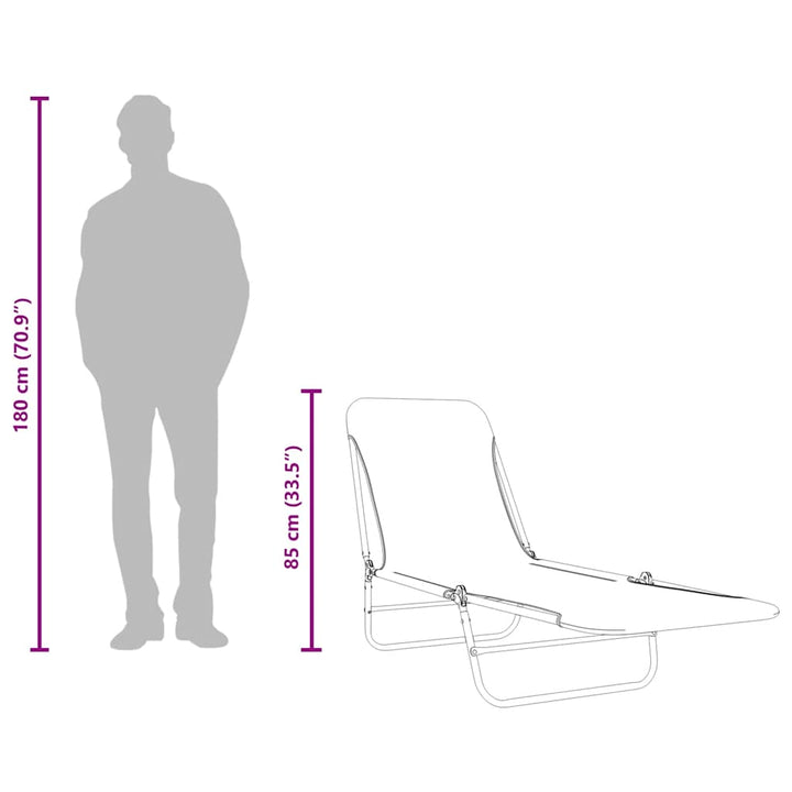 foldbare liggestole 2 stk. stål og stof gråbrun