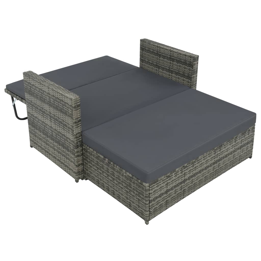 haveloungesæt 2 dele med hynder polyrattan grå