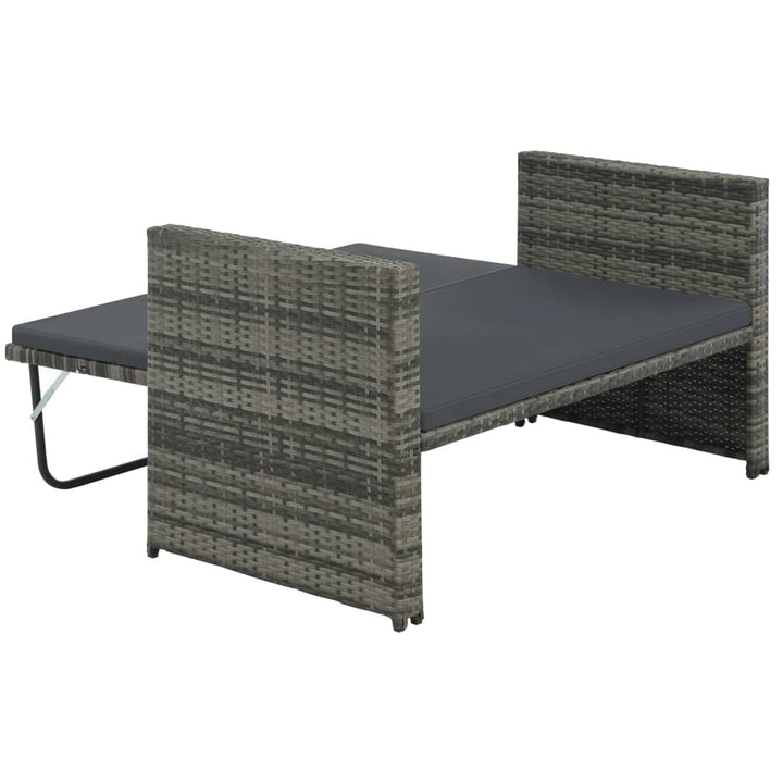 haveloungesæt 2 dele med hynder polyrattan grå