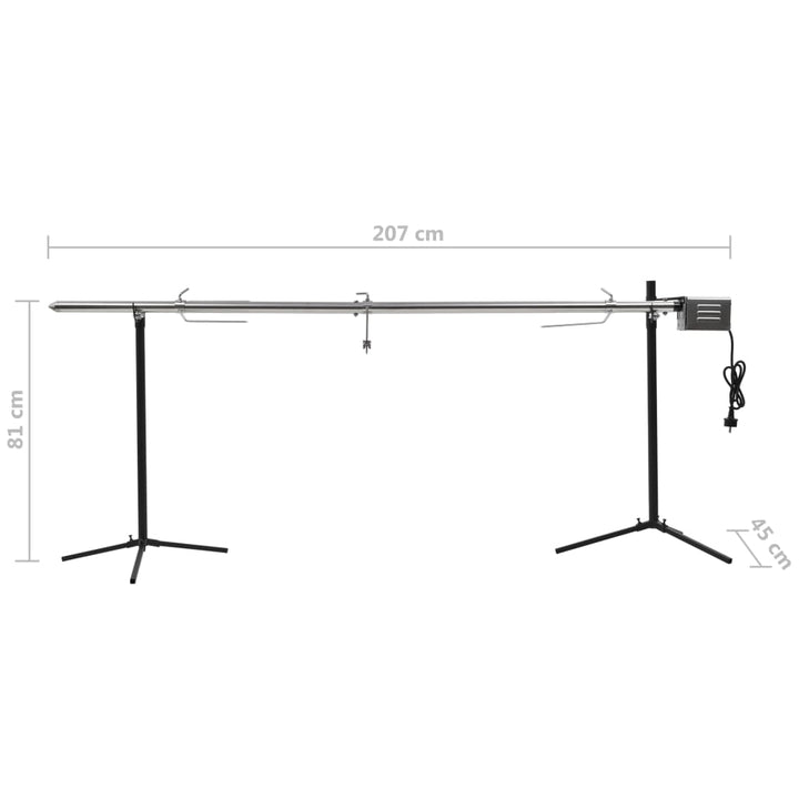 automatisk grill med motor rustfrit stål 207 x 45 x 81 cm
